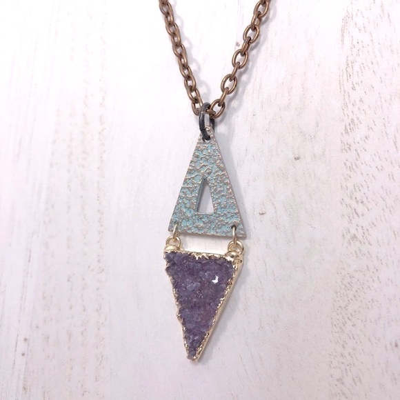 DRUZY Stone and Gold Plated Necklace - Picture 2 of 5